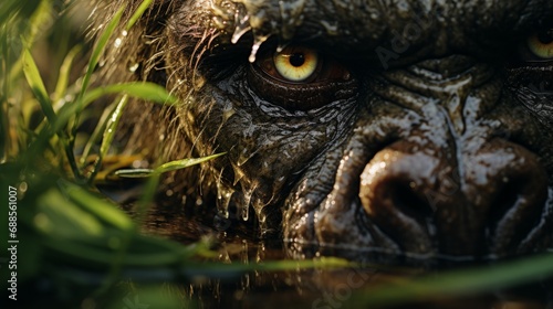 close up of an eye of a gorilla