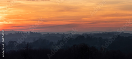sunset over the weald of kent