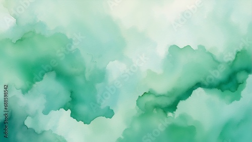 watercolor hand painted soft and dreamy background, green, emerald color 