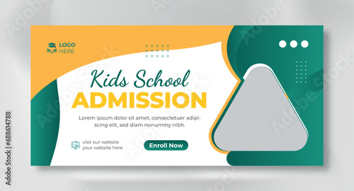school education Facebook cover page layout & kids school admission web banner template design
