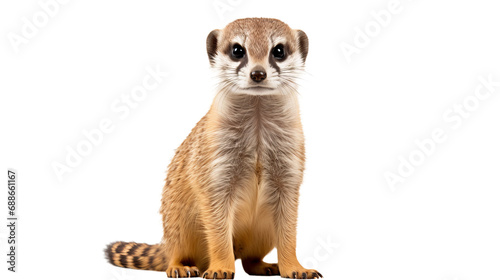 A meerkat looking at the camera, isolated on transparent or white background