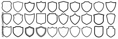 Different shields shapes. Collection of shield icon vector template isolated. Logo design set