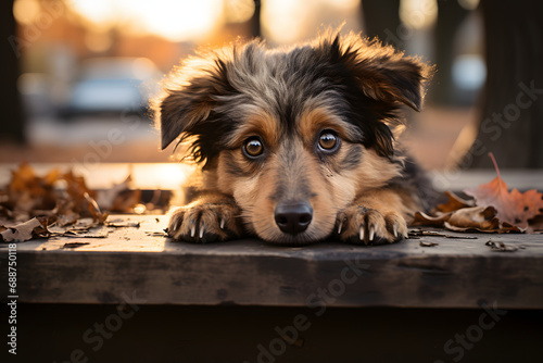 shy dog in park