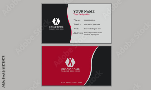 Vector illustration,Modern shape with abstract silver,Creative,print,template,creative business card and name card,Modern business card template red black colors,white leaves floral business card des