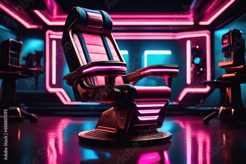 Cinematic scene featuring high-tech chairs. Detail should reign supreme in this stunning portrayal, ensuring every aspect stands out in high-quality.