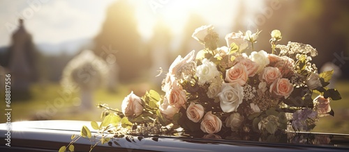 Funeral with burial details and cemetery ceremony.