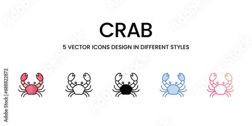 Crab icons set vector illustration. vector stock,