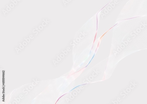 虹色ラインの抽象的な和風背景イラスト・風に揺れるイメージ 