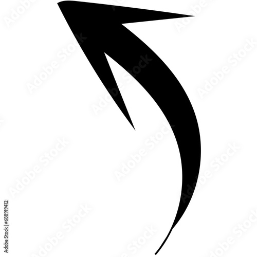 Digital png illustration of black curved up arrow on transparent background
