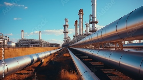 Large oil pipeline and gas pipeline in the process of oil refining and the movement of oil and gas.