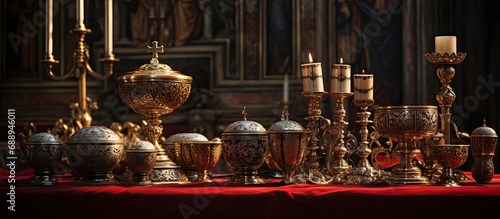 The holy items in the church of Francesco Papa in Rome include a special altar and chalice that represent the body and blood of Jesus Christ.