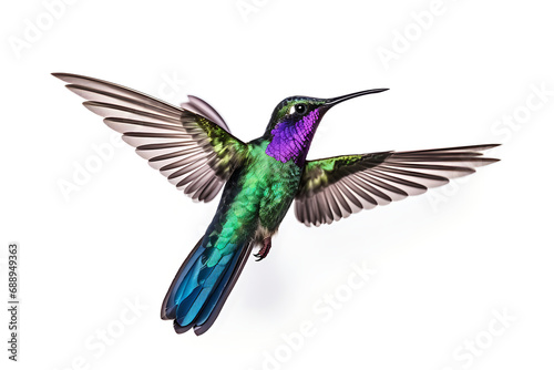 exotic hummingbird bird is isolated on a white background