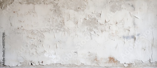 Weathered white peeling paint wall, showing mold and raw concrete texture.