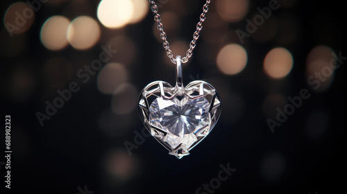 Silver necklace featuring a diamond heart pendant. An ideal accessory for weddings, anniversaries, or any moment you want to express romance.