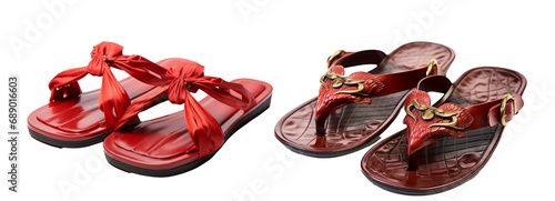 A pair of samurai sandals on a white transparent background