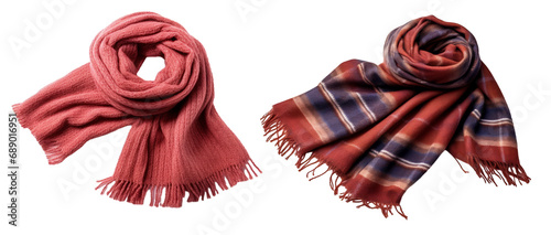 Warm winter scarf on white transparent background