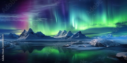 Fantastic landscape with northen light