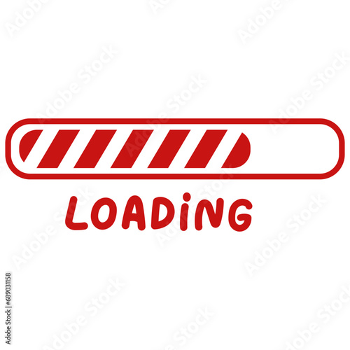 red and white loading status with hand drawn font