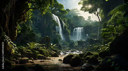 waterfall in the forest, nature amazon rainforest worlds, ravines images