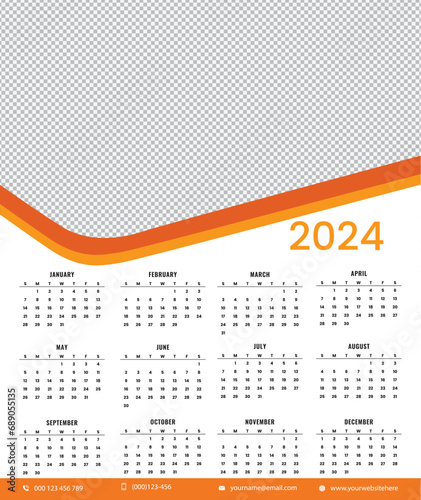 Realistic islamic monthly calendar planner 2024 new year. 