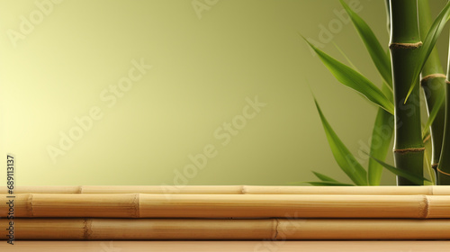 Bambusowy podest do prezentacji produktu, reklama na jednolitym tle studyjne światło
