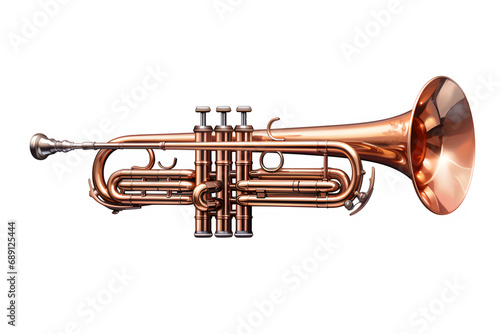 golden trumpet isolated on transparent background ,generative ai