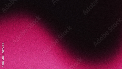 4K Grainy pink and black colors background with noise. Pink rose and dark colors gradient background.