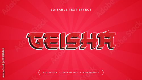 Red geisha 3d editable text effect - font style