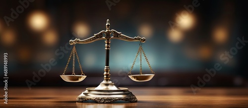 Justice concept represented by a bell shaped scale depicting legal assistance and consumer protection services Copy space image Place for adding text or design