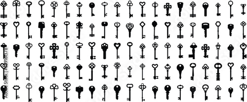 Keys icons vector silhouettes 