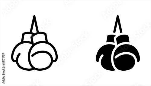 Boxing gloves line icon, outline style icon for web site or mobile app, fitness and gym, protection equipment on white background