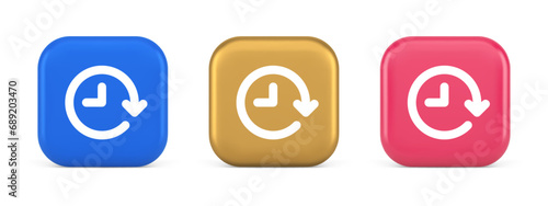 Clock in circle arrow button time countdown deadline chronometer 3d realistic icon