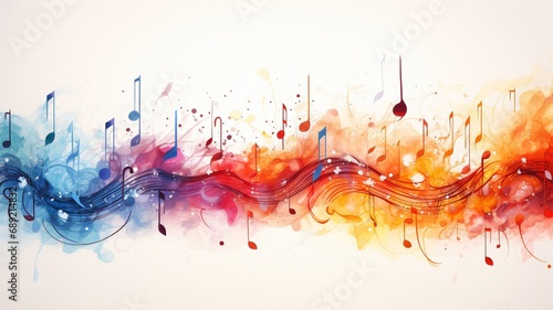 Vibrant white music notation drawing.