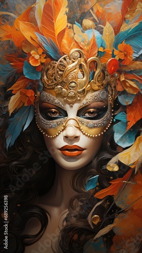 Portrait of a woman in a carnaval mask