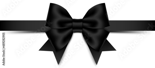 Black bow and ribbon. Vector illustration