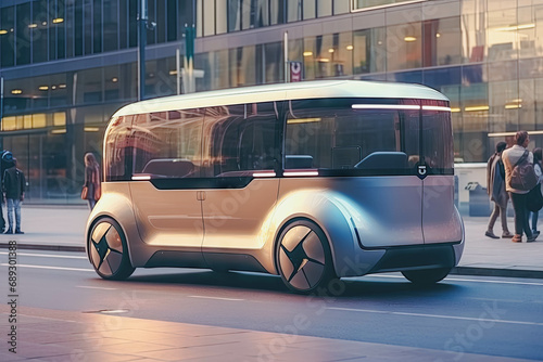Futuristic self-driving electric bus high technology