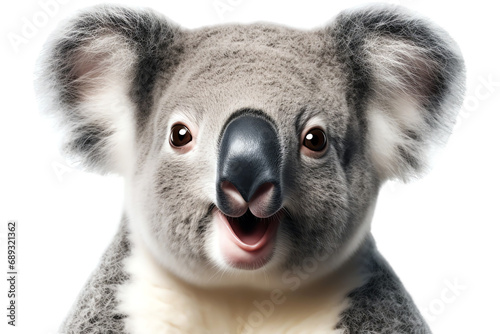funny happy koala face isolated on transparent background