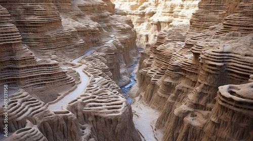 A labyrinth of narrow canyons carved by millennia of wind and water erosion.