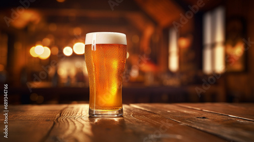 Refreshing image of chilled beer with dewy condensation, Vibrant colors, Sunlight refracting through, AI Generated