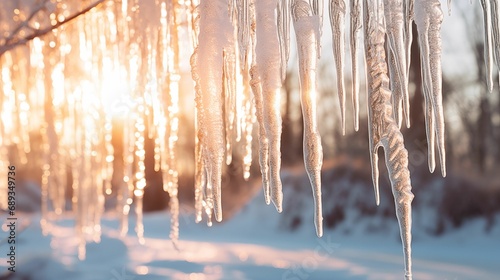 Image of icicles hanging gracefully in a winter landscape.