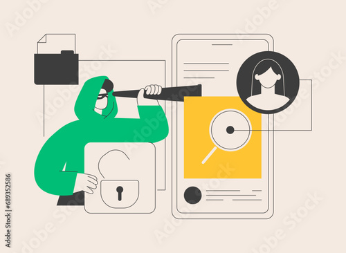 Cyberstalking abstract concept vector illustration.