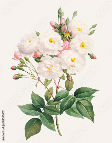 Rose Flower illustration (Rosa Noisettiana)