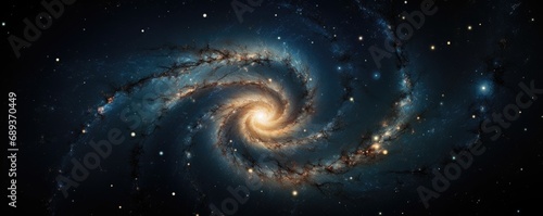 Spiral galaxy with blue and orange tones