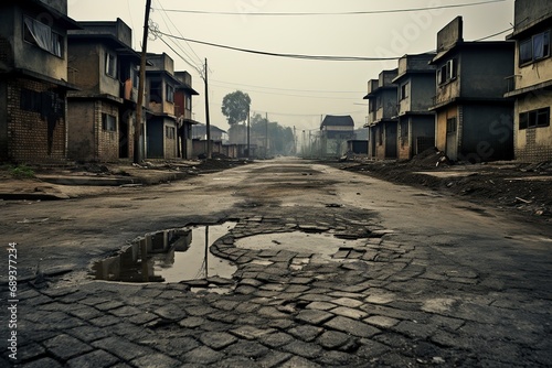 old asphalt playground in a poor neighborhood