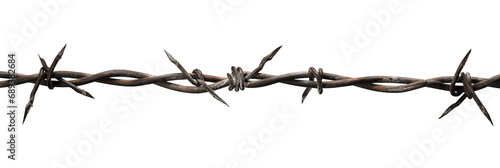Close-up of barbed wire on a transparent background