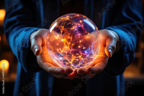 Hands Holding Magic Ball of Divination