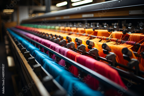 Textile factory weaving, weaving a fabric 