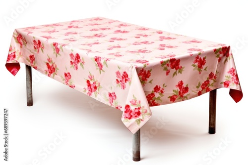 A single oilcloth tablecloth isolated on white background
