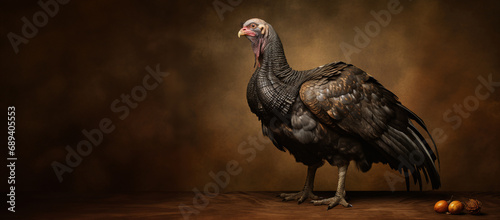Wild turkey on a brown background.