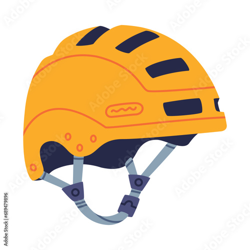 Yellow Helmet with Strap as Climbing Equipment Vector Illustration